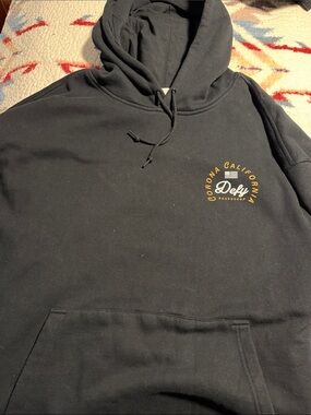 Defy Corona Ca Black Pullover Hoodie with Yellow Script Logo